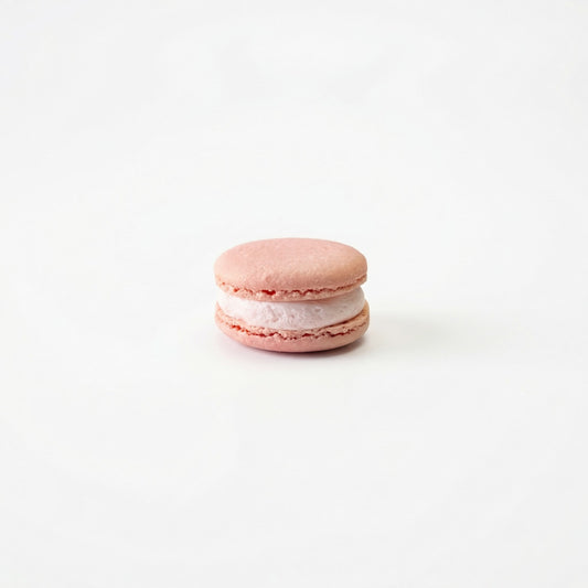 Rosewater macaron on a white background