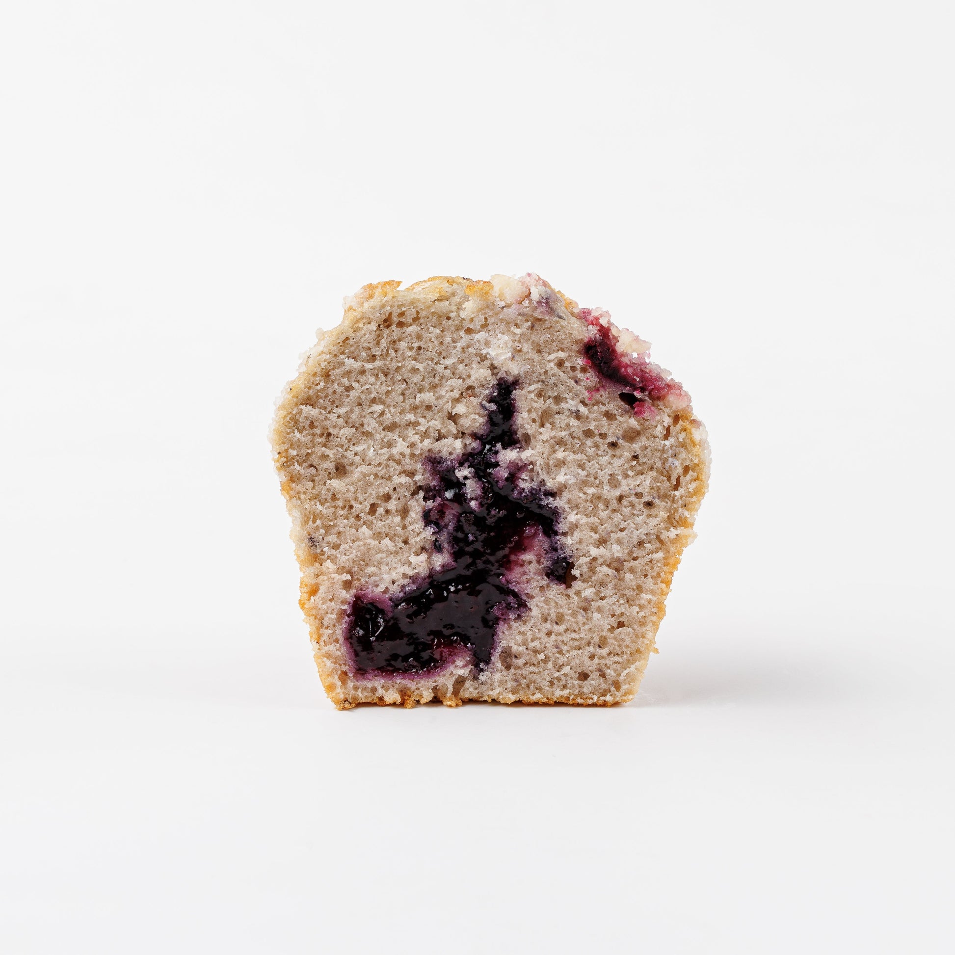 Half-cut blueberry muffin