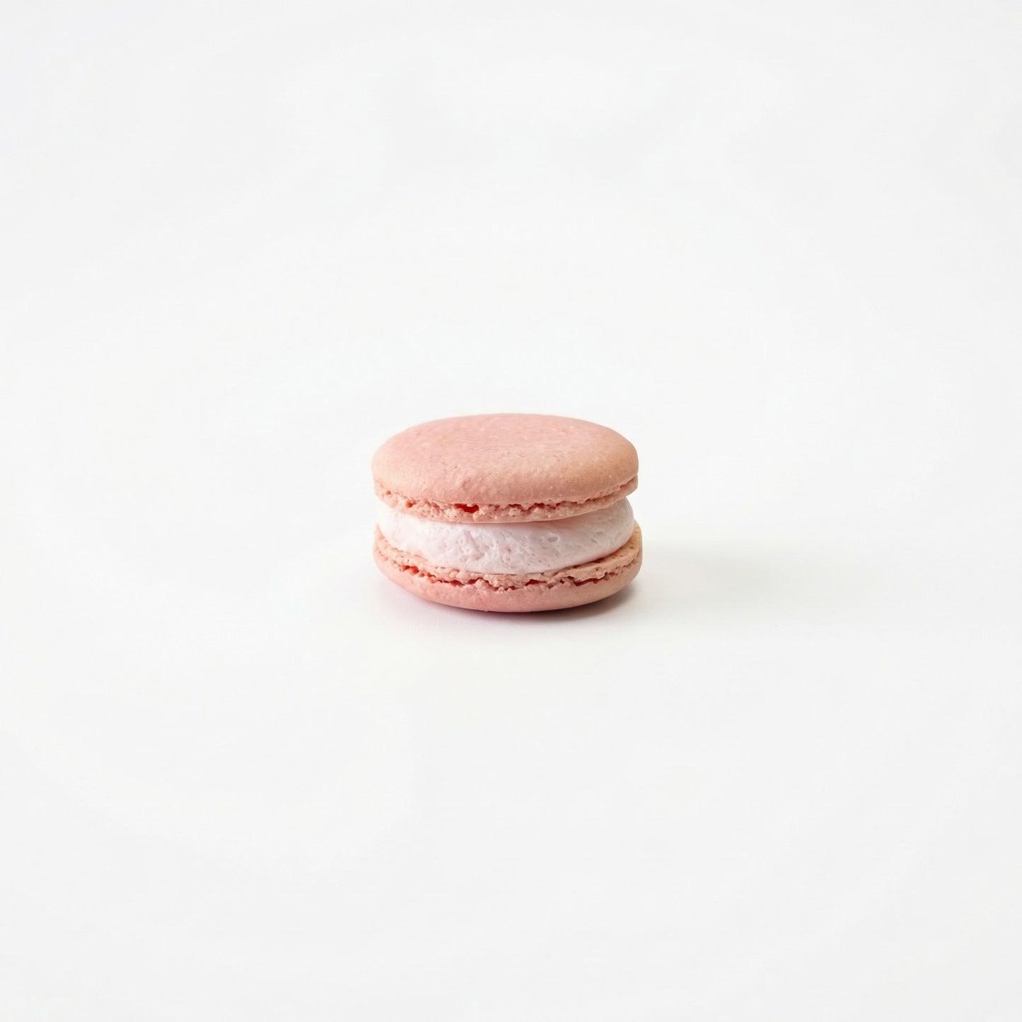 Rosewater macaron on a white background
